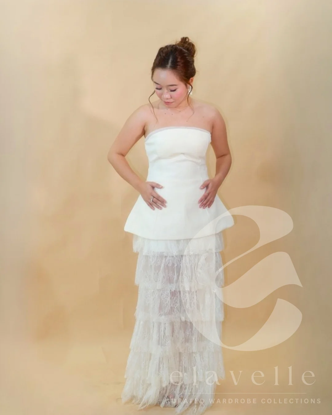 A client trying on the Alexia at an Elavelle fitting